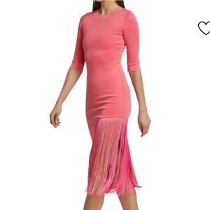 New ALICE + OLIVIA
Keanna Asymmetrical Fringe Bodycon Dress